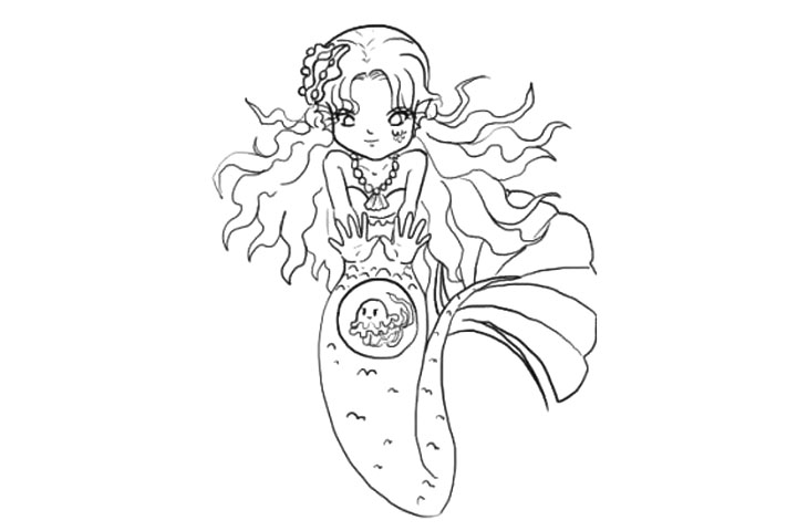 漂亮的海底人鱼公主简笔画画法图解-图12