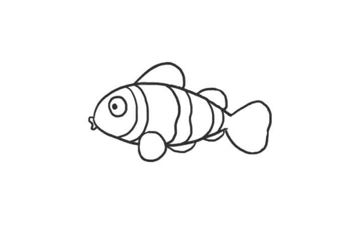海里的鱼 小丑鱼简笔画怎么画-图4