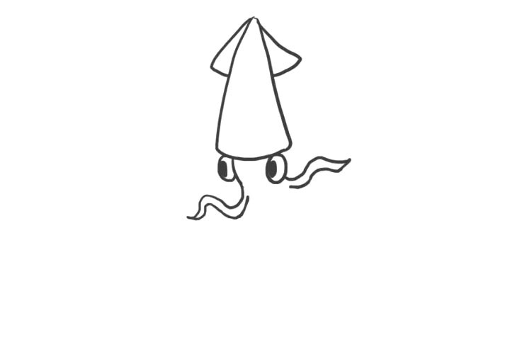 海洋生物乌贼简笔画怎么画-图3