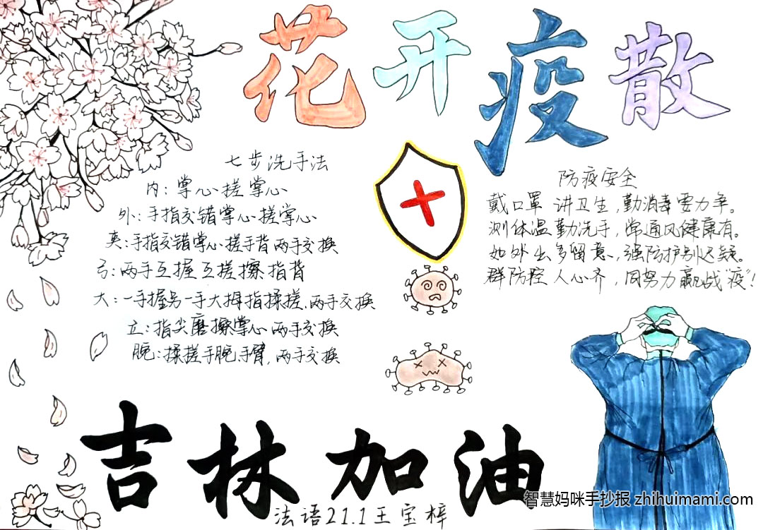 “众志成城，吉林加油”抗疫主题手抄报（13张）-图12