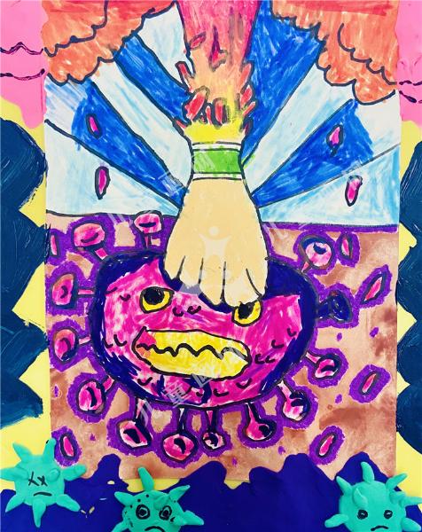 打败病毒儿童创意作品欣赏