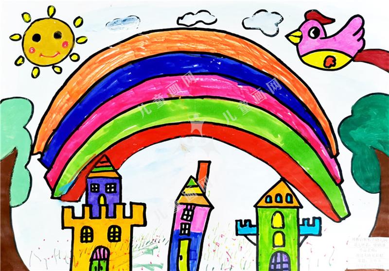 雨过天晴见彩虹儿童绘画