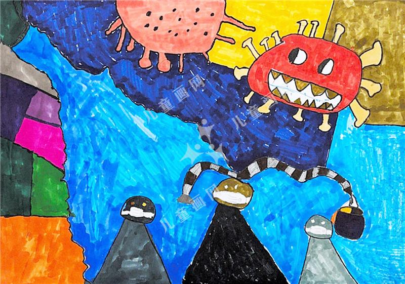 儿童绘画作品-为幕后英雄点赞