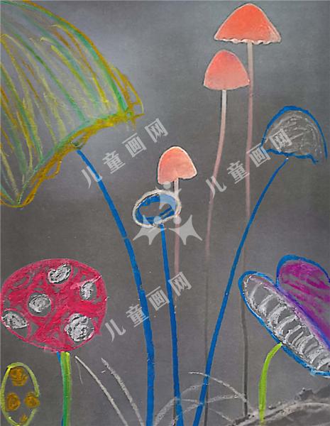 蘑菇的成长儿童创意作品画
