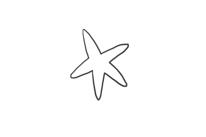 海洋生物海星简笔画画法步骤-图3