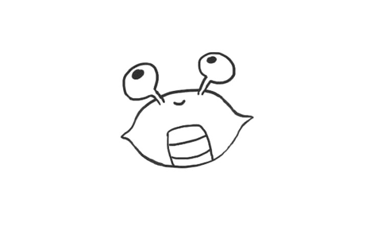 机灵的螃蟹简笔画画法步骤-图3