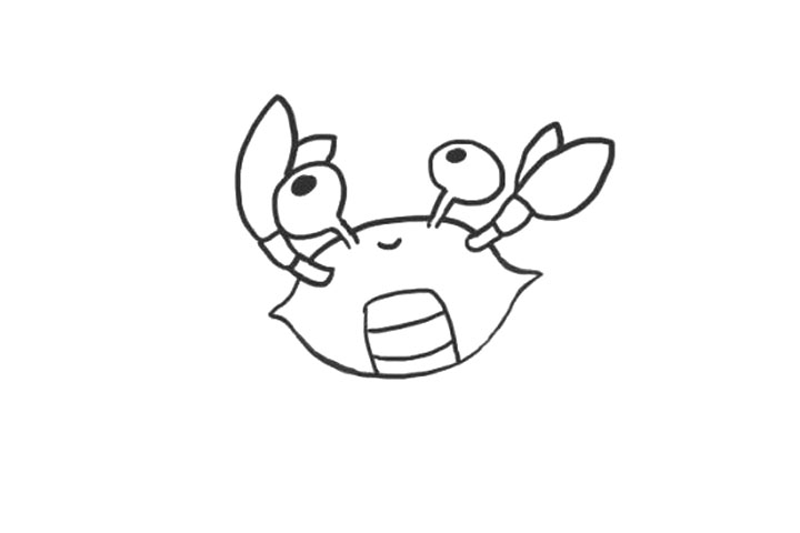 机灵的螃蟹简笔画画法步骤-图4