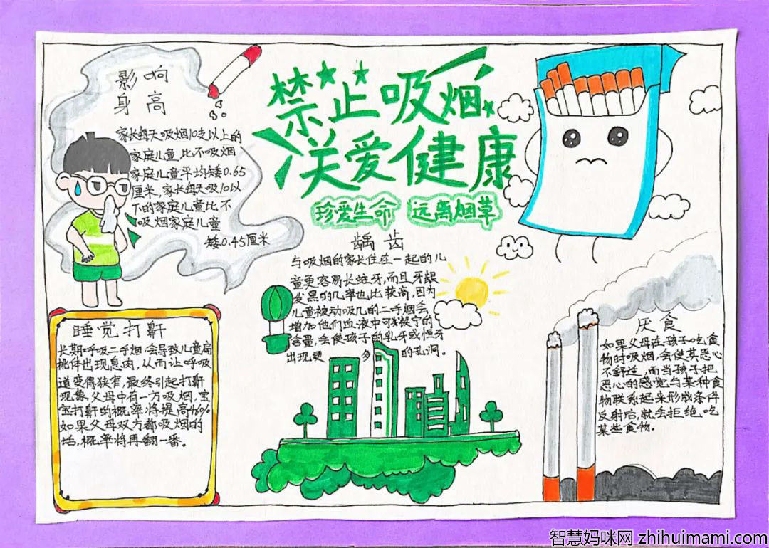 禁止吸烟手抄报