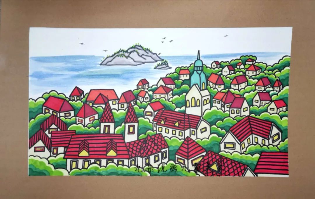 青岛红房顶创意绘画作品