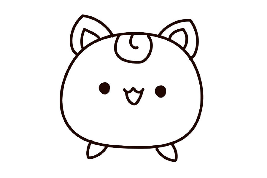 宠物小精灵胖丁的简笔画步骤-图5