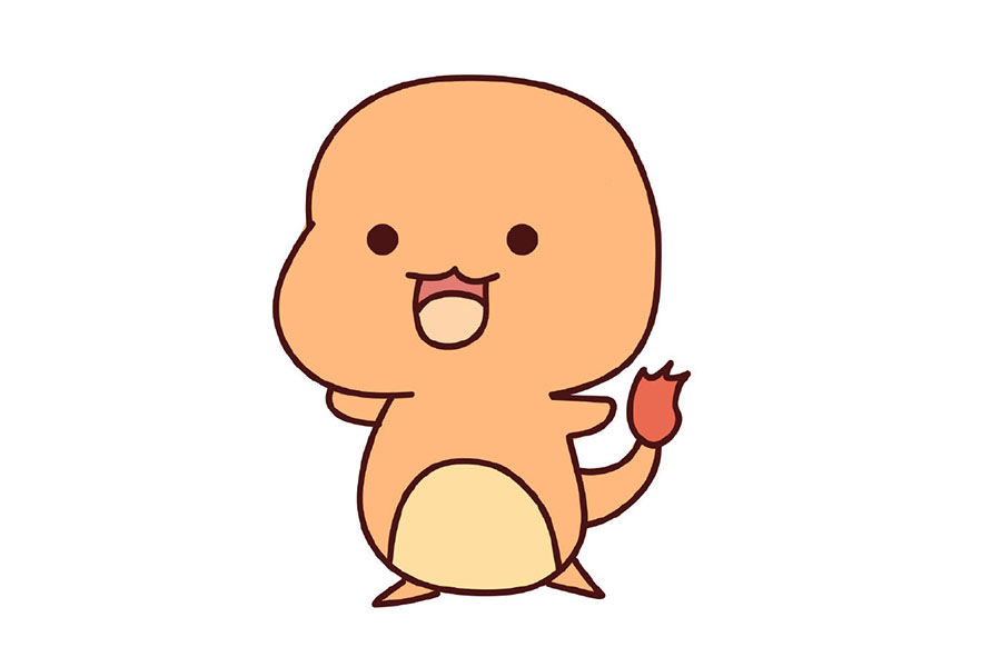 宠物小精灵小火龙的简笔画步骤-图7