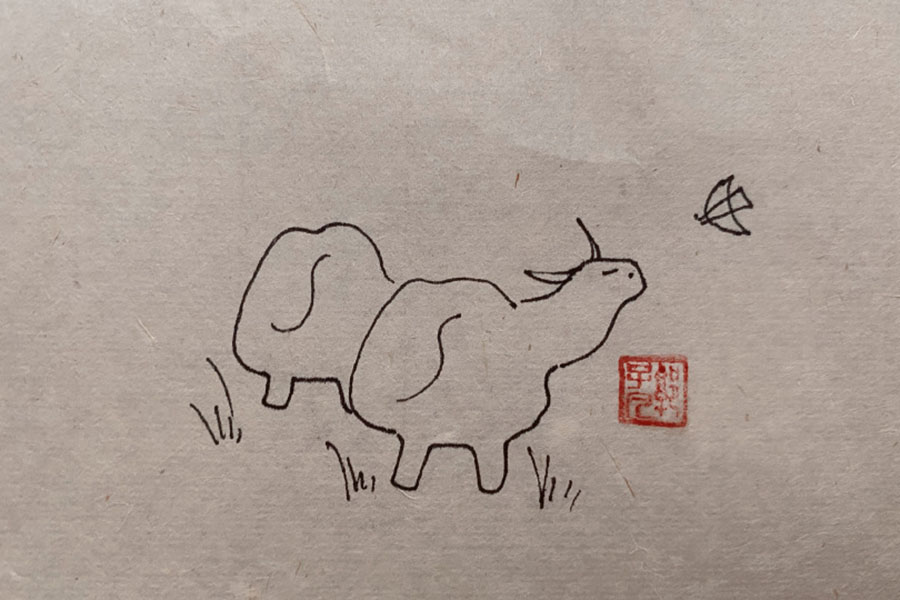 超简单草地上的牛简笔画图片-图6