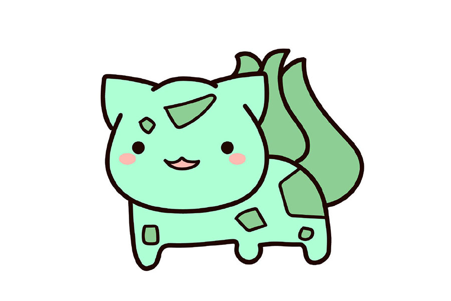 皮卡丘和他的朋友们系列之妙蛙种子简笔画画法步骤