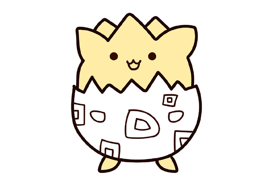 皮卡丘和他的朋友们系列之波克比简笔画画法步骤-图7