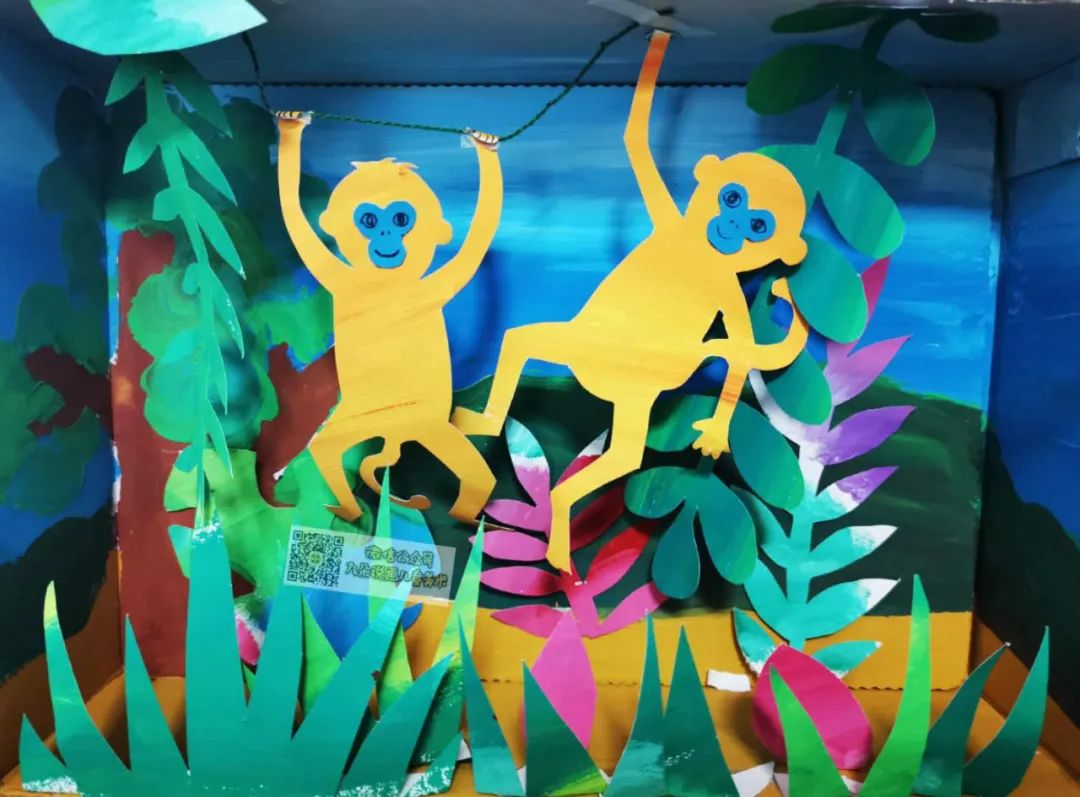 丛林中的金丝猴儿童画