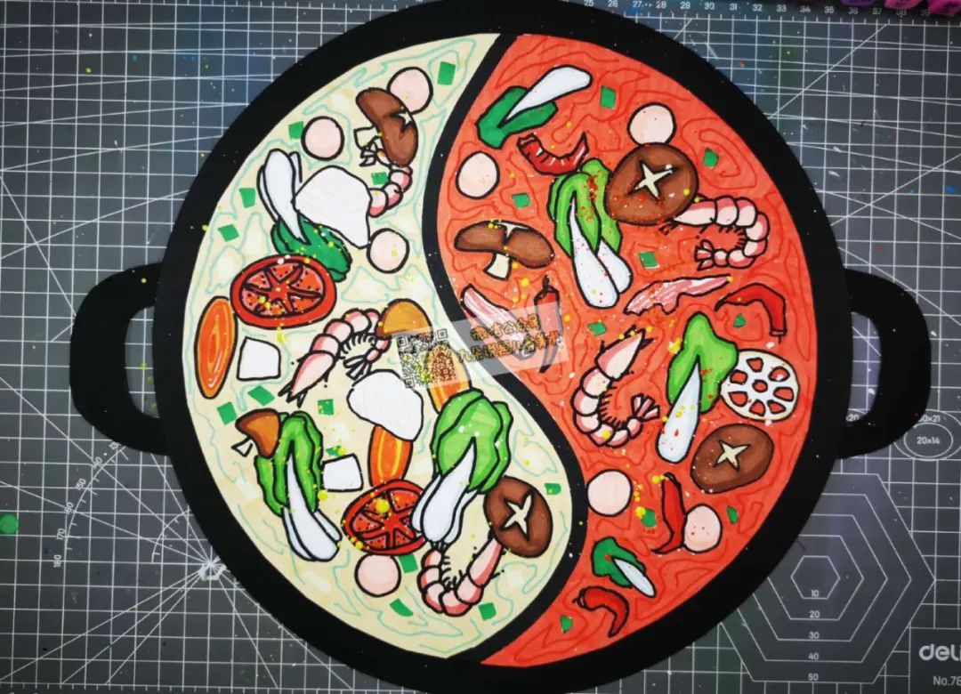 美味的火锅大餐创意儿童画