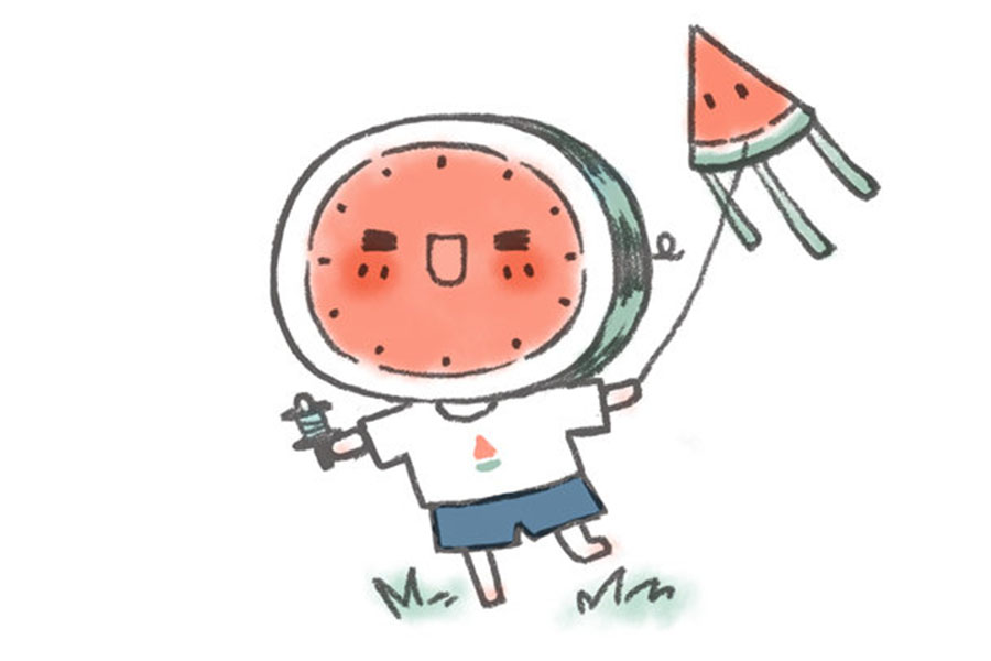 卡通果蔬踏青简笔画图片8张-图1