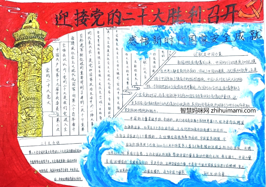 步骤8：《党的二十大召开与国家安全成就》中国力量 中国自信 红旗永展 从未退却