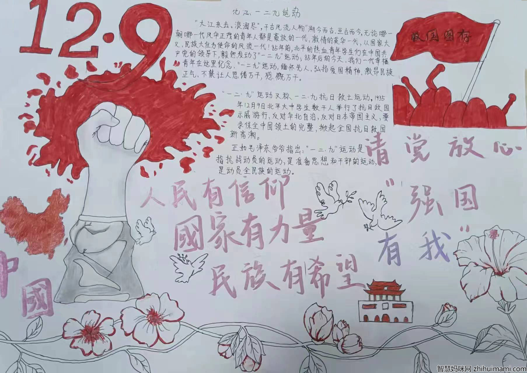 请党放心强国有我手抄报优秀作品