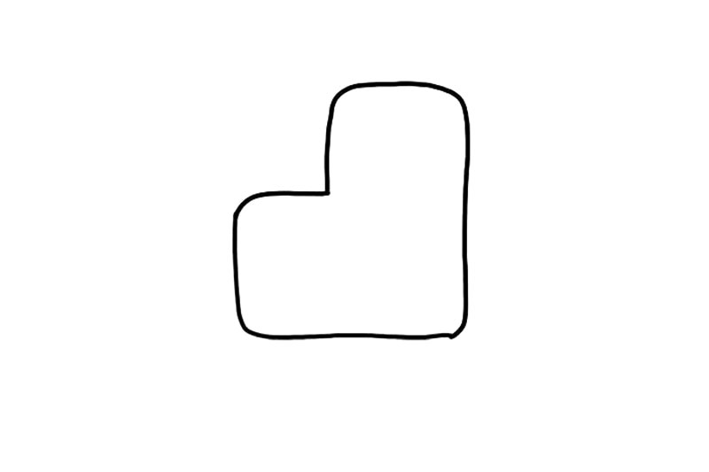 步骤1：画出一个沙发形作为挖掘机的驾驶室。