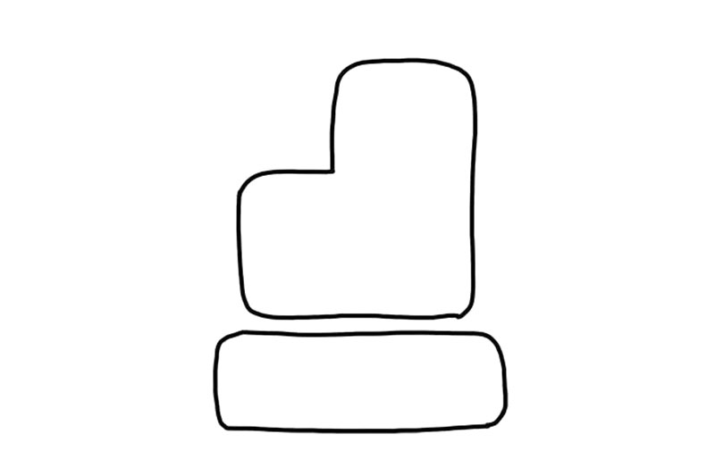 步骤2：在驾驶室下方画一个圆角的长方形，作为履带。