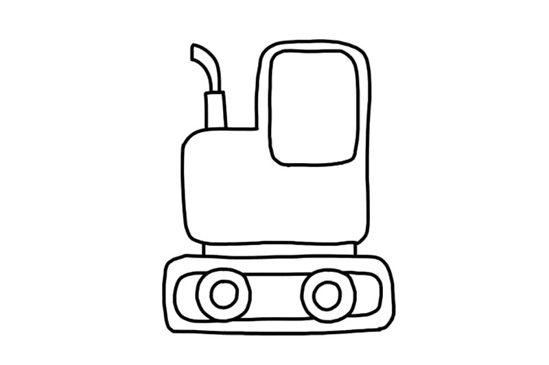 步骤6：画出驾驶室的长方形玻璃和烟筒。