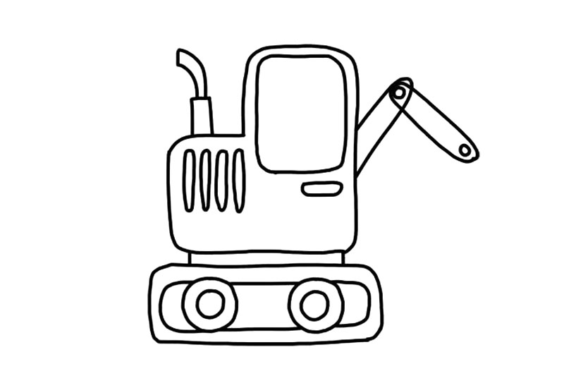 步骤8：画出迷你挖掘机的手臂。