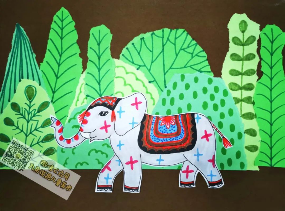 丛林里的大象儿童画