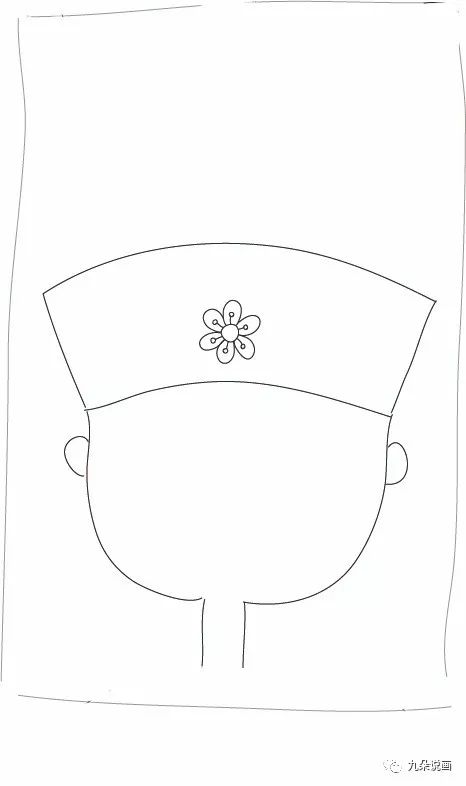 步骤3：画出娃娃的脸和脖子。