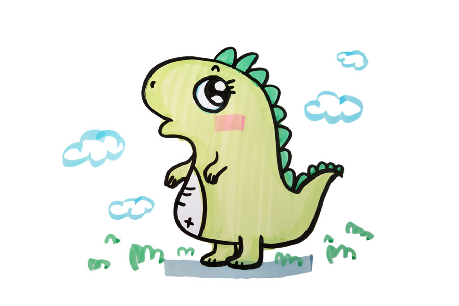 简单可爱的恐龙简笔画图片6张-图4