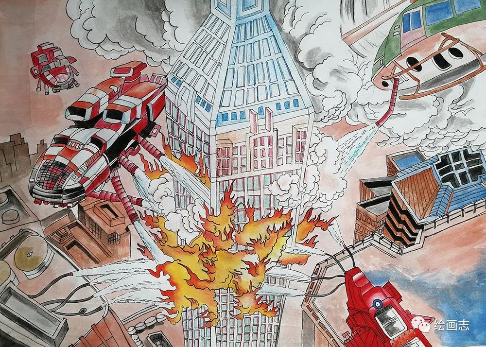 高空消防飞机儿童创意作品