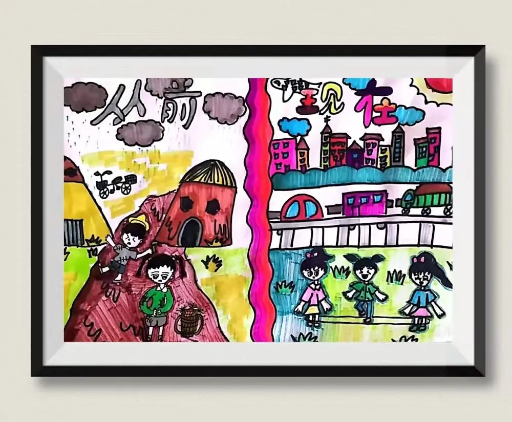 8张以喜迎二十大为主题的儿童画作品-图5