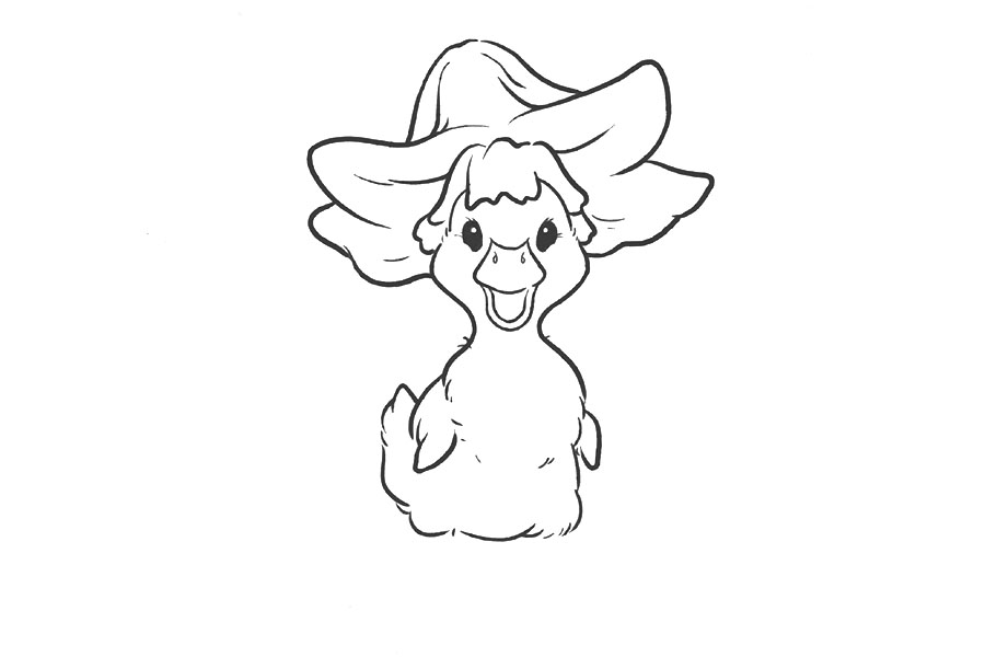 郊游小黄鸭简笔画画法步骤-图5