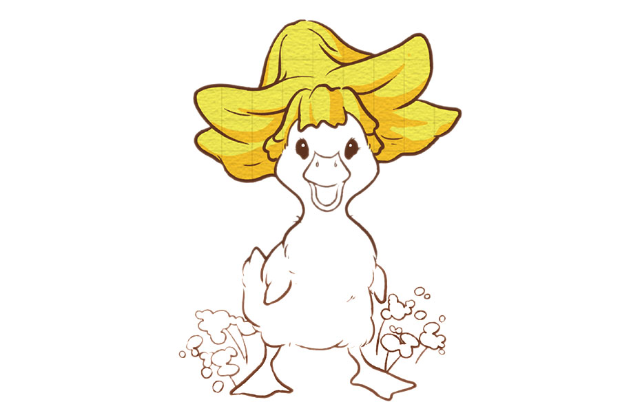 郊游小黄鸭简笔画画法步骤-图7