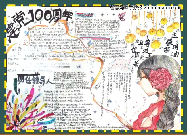 关于党旗下成长的手抄报绘画一等奖-图6