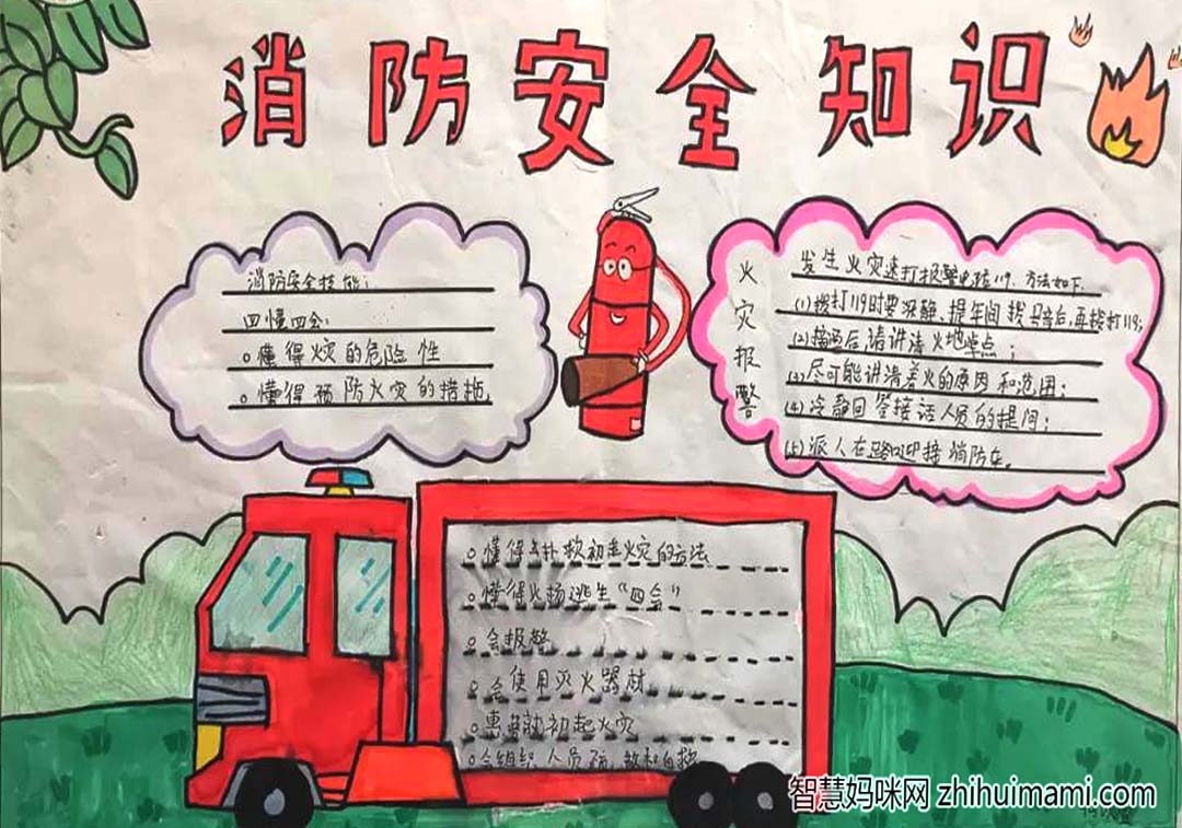 7张简单好画的消防安全手抄报一等奖作品-图4