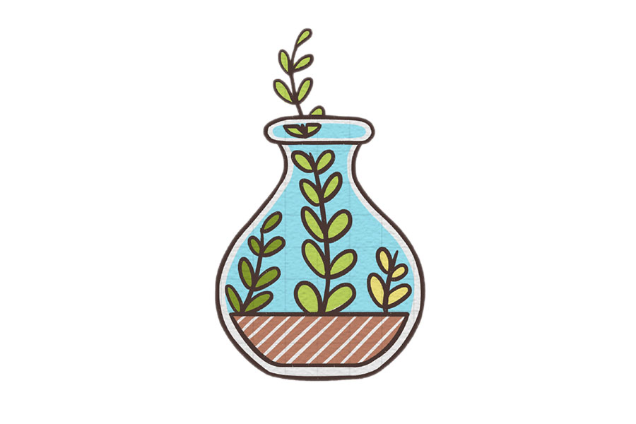 小盆栽微景观简笔画图片-图5