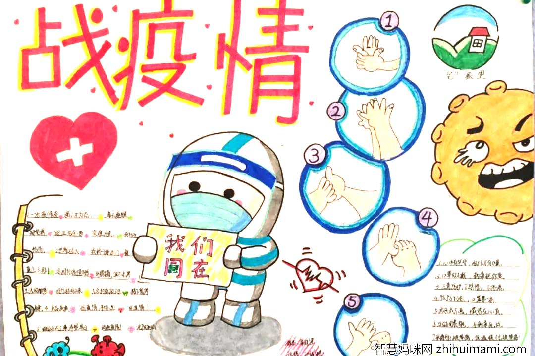 “战疫情 我们同在”主题手抄报绘画-图3
