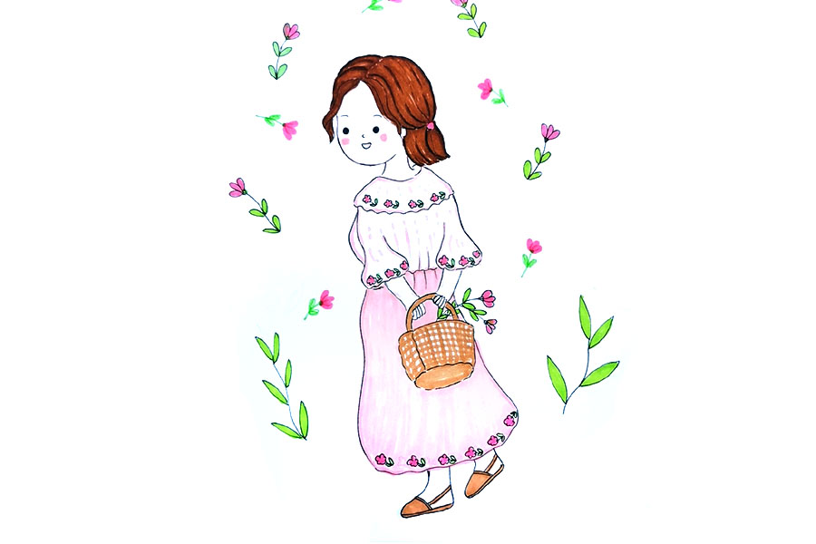 少女的春日穿搭简笔画图片-图7