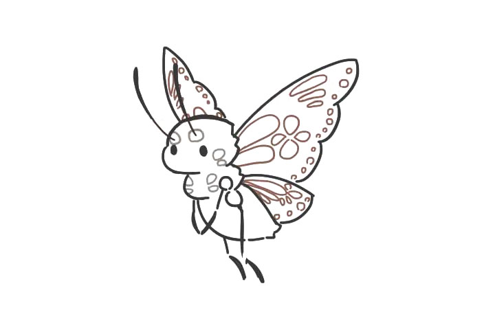 漂亮的花蝴蝶简笔画画法-图5