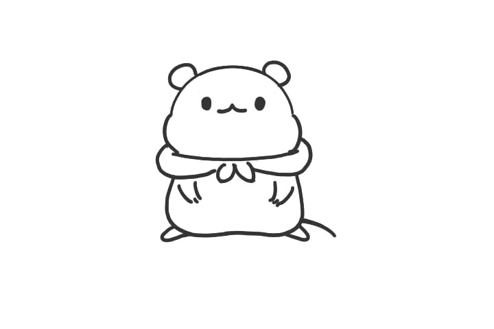 旅行仓鼠简笔画画法步骤-图6