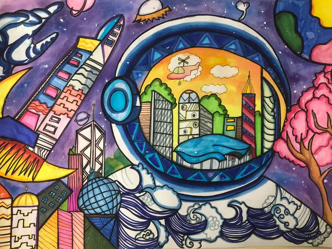 五年级科技筑梦之科幻画优秀作品-图5