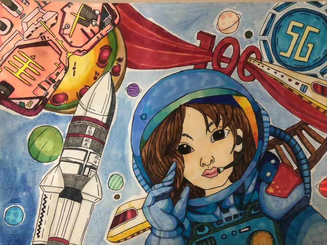 五年级科技筑梦之科幻画优秀作品-图6