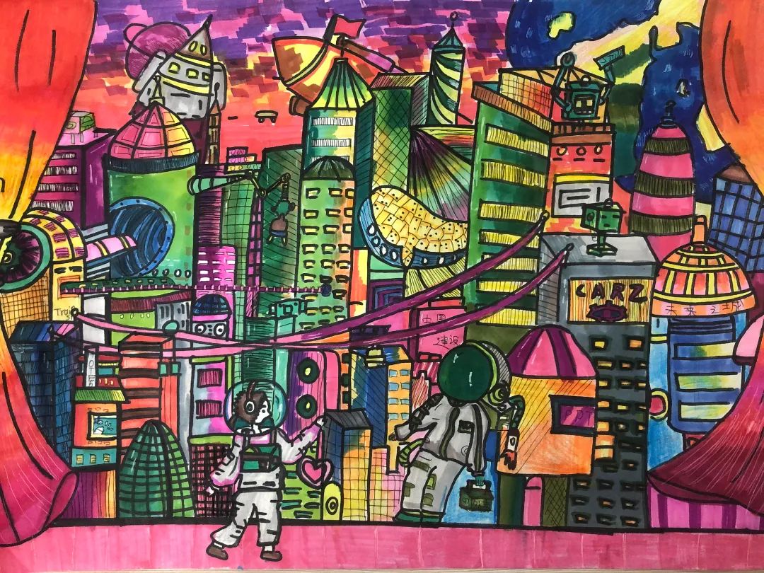 五年级科技筑梦之科幻画优秀作品-图10