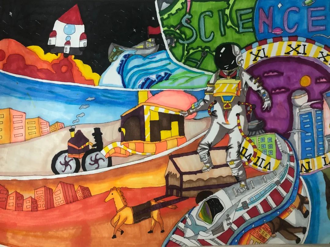 六年级科技筑梦之科幻画优秀作品-图2