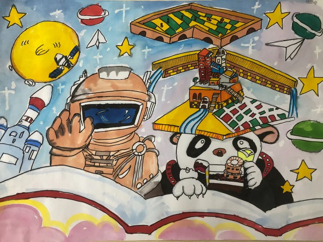 六年级科技筑梦之科幻画优秀作品-图5