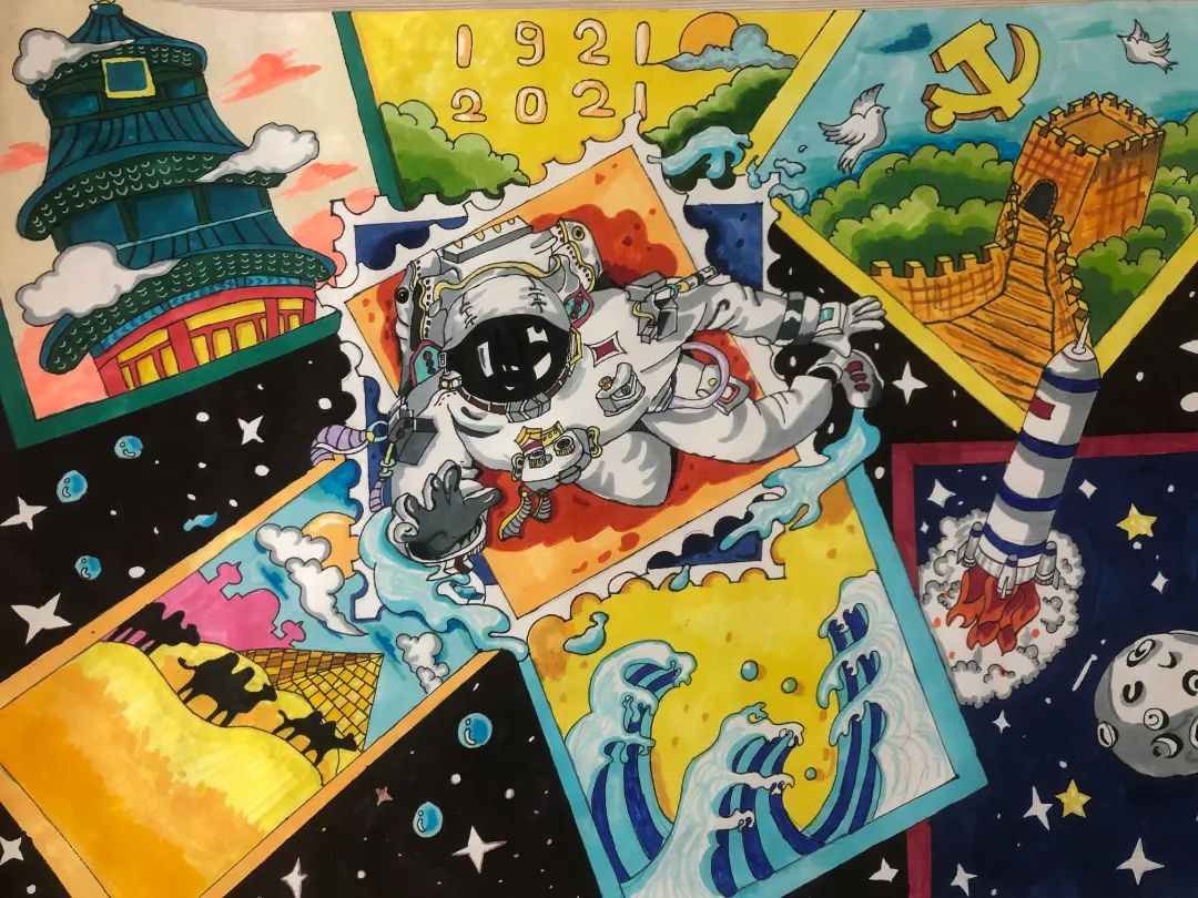 六年级科技筑梦之科幻画优秀作品-图9