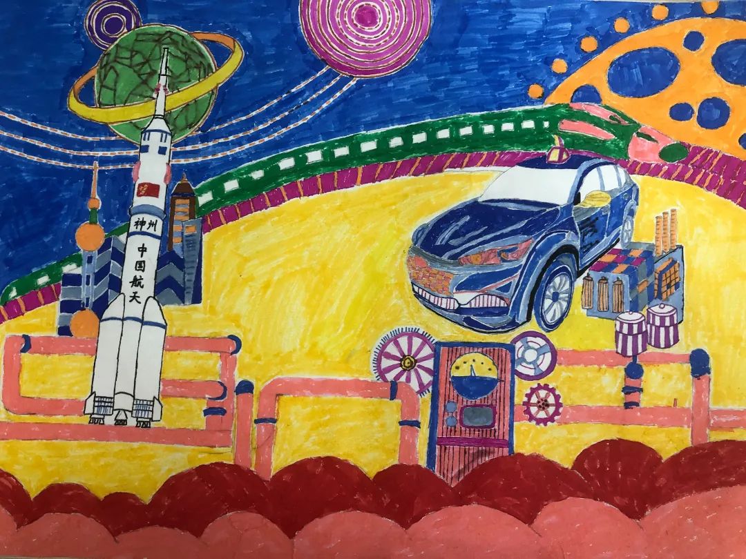 二年级科技筑梦之科幻画优秀作品-图5