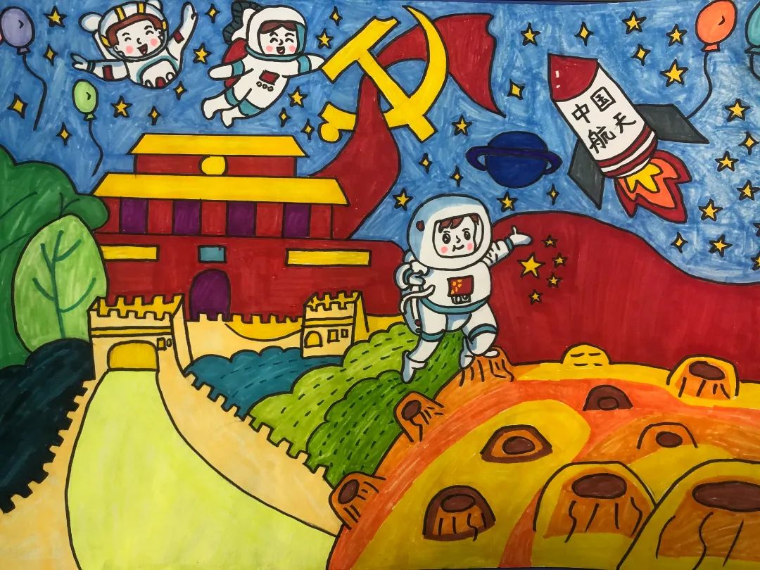 三年级科技筑梦之科幻画优秀作品-图1