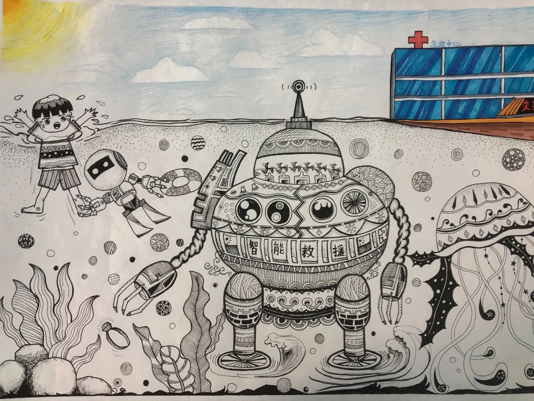 三年级科技筑梦之科幻画优秀作品-图2